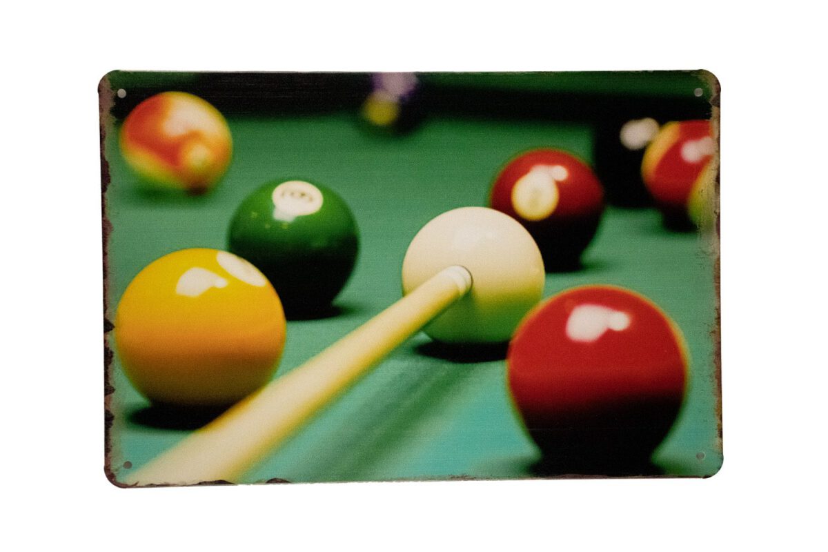 Metalen bord Poolballen
