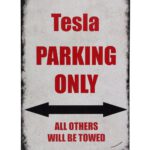 Metalen bord Tesla parking