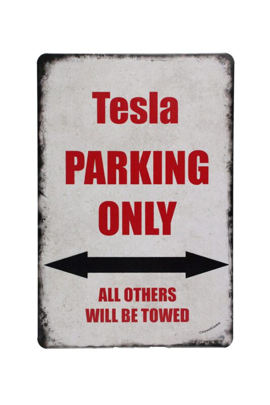 Metalen bord Tesla parking