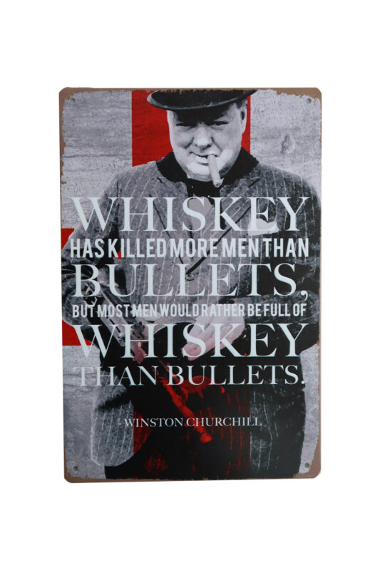 Metalen bord Whiskey en bullets