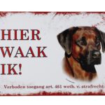 Metalen bord Rhodesian Ridgeback