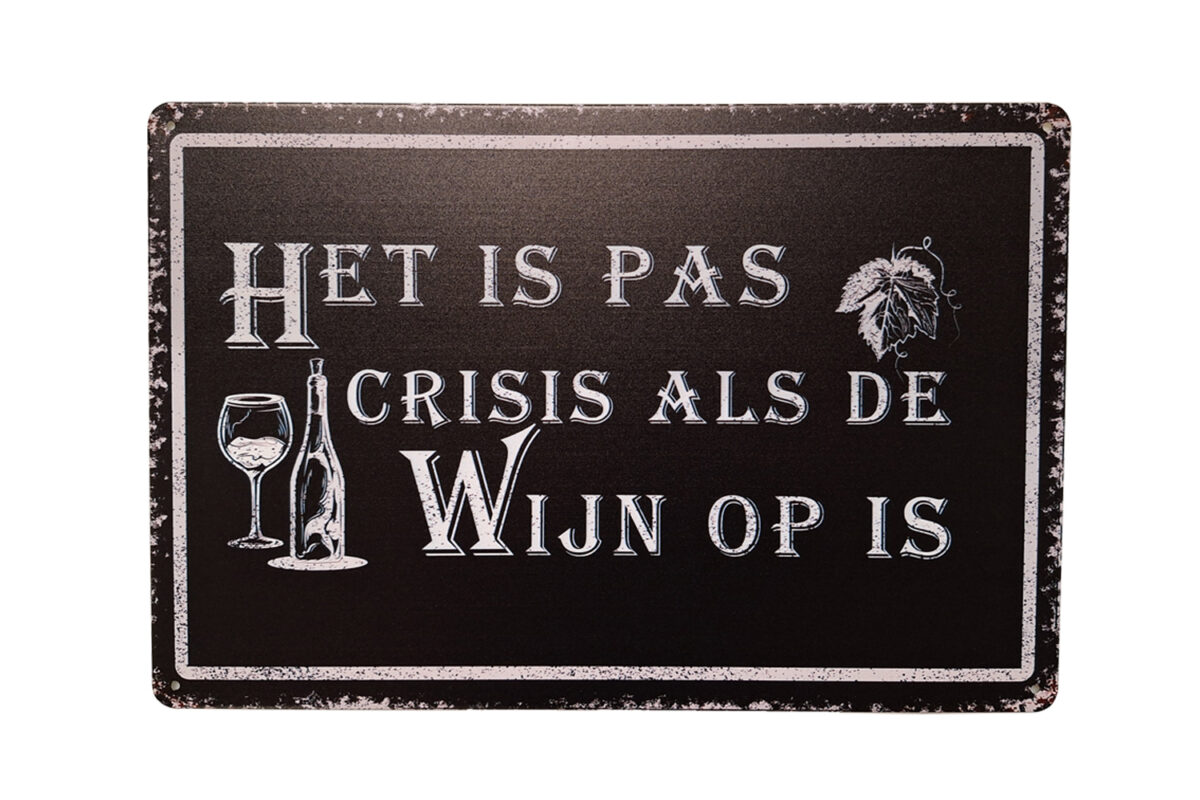 Metalen bord Wijn crisis