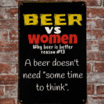 Metalen bord Beer vs women — foto 2