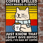 Metalen bord Coffee spelled backwards — foto 2