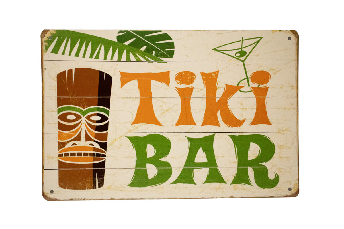 Metalen bord Tiki bar totempaal