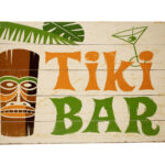 Metalen bord Tiki bar totempaal