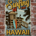 Metalen bord It`s surfing time — foto 2