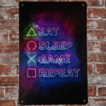 Metalen bord Eat sleep game repeat — foto 2