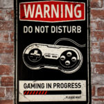 Metalen bord Warning Gaming in progress — foto 2