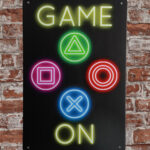 Metalen bord game on — foto 2