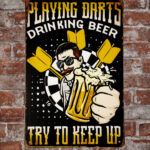 Metalen bord Playing darts — foto 2