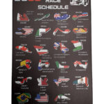 Metalen bord Formule 1 race schedule