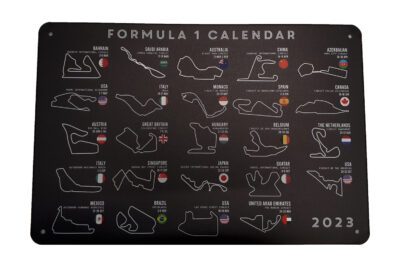 Metalen bord Formula 1 calender