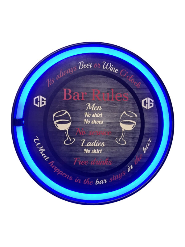 Bar rules Neon Blauw