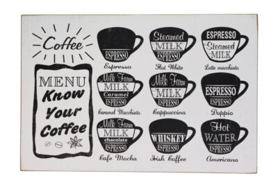 Houten bord coffee menu