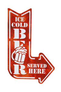 Houten bord Cold beer rood
