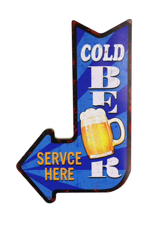 Houten bord Cold beer rood