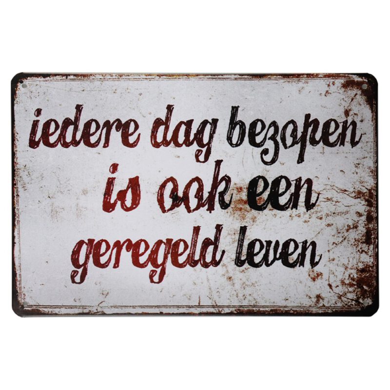 Metalen bord Geregeld leven