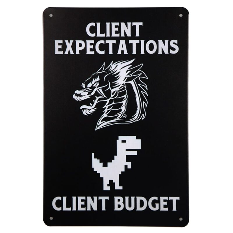 Metalen bord Client Expectations
