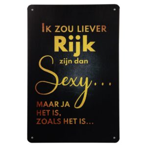 Metalen bord liever rijk dan sexy