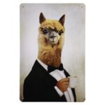 Metalen bord Lama in smoking