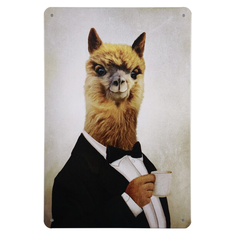 Metalen bord Lama in smoking