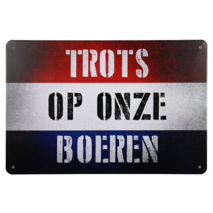 Metalen bord trots op onze boeren