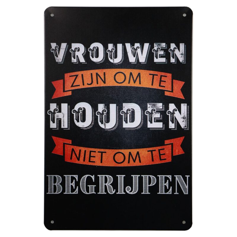 Metalen bord vrouwen houden