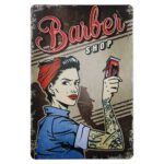 Metalen bord barber shop vrouw — foto 1