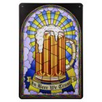 Metalen bord in beer we trust