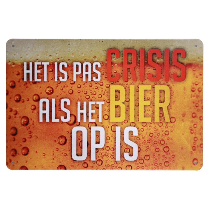 Metalen bord bier crisis