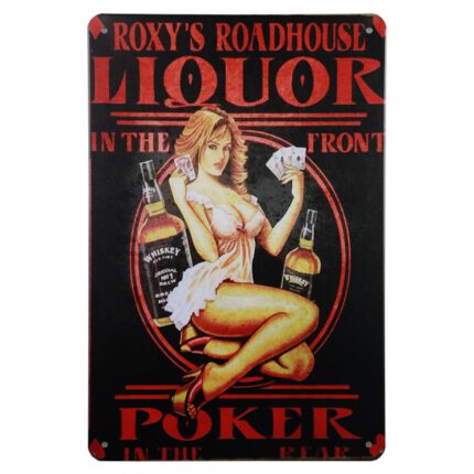 Metalen bord liquor en poker