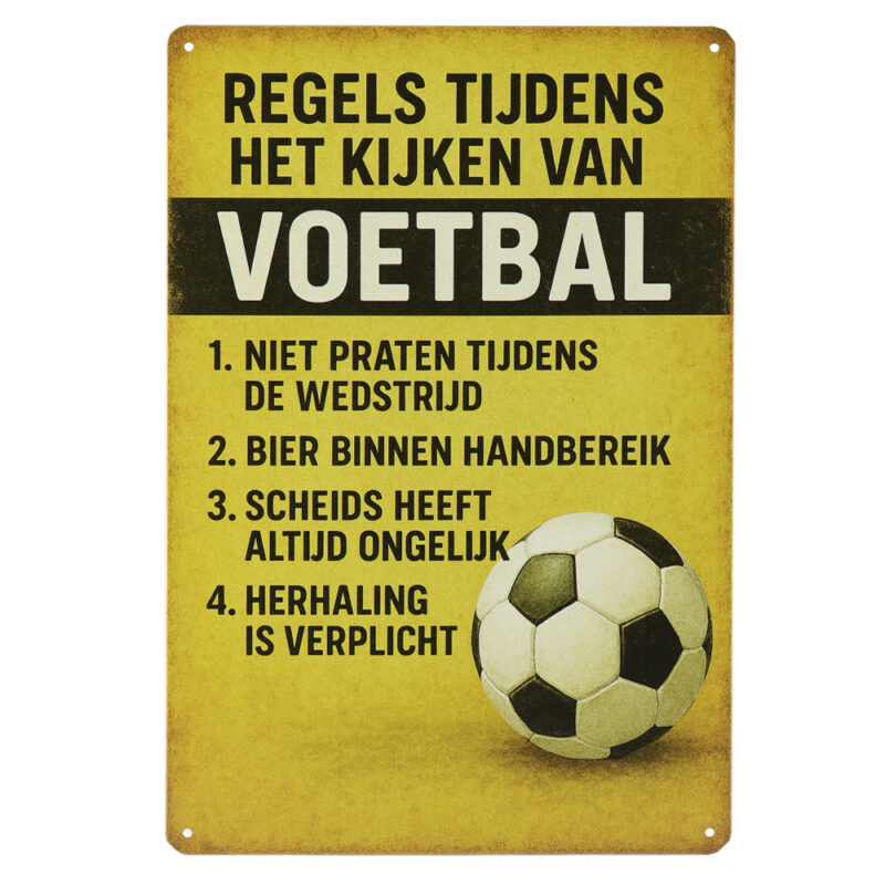 Kijken van Voetbal - Metalen Bord