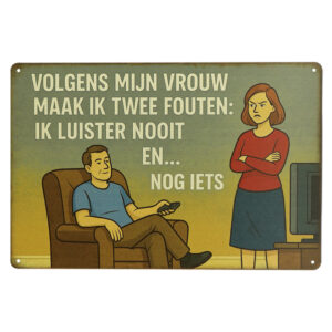 Volgens Mijn Vrouw - Metalen borden