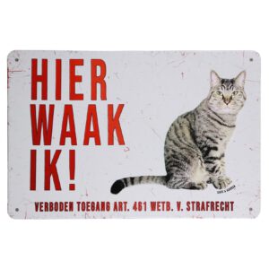 Hier waak ik bobtail korthaar - Metalen borden