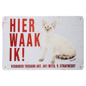 Hier waak ik Devon Rex - Metalen borden