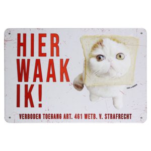 Hier waak ik speciale kat - Metalen borden