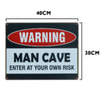 Warning mancave metalen bord 30 x 40cm — foto 2