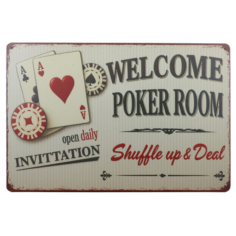 Welcome poker room - Metalen borden