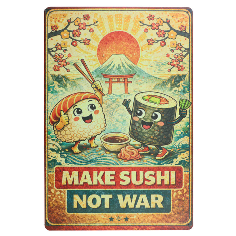 Make Sushi Not War - Metalen Borden