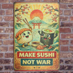Make Sushi Not War - Metalen Borden — foto 2